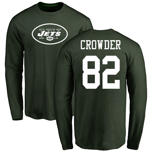New York Jets Men Green Jamison Crowder Name and Number Logo NFL Football #82 Long Sleeve T Shirt->new york jets->NFL Jersey